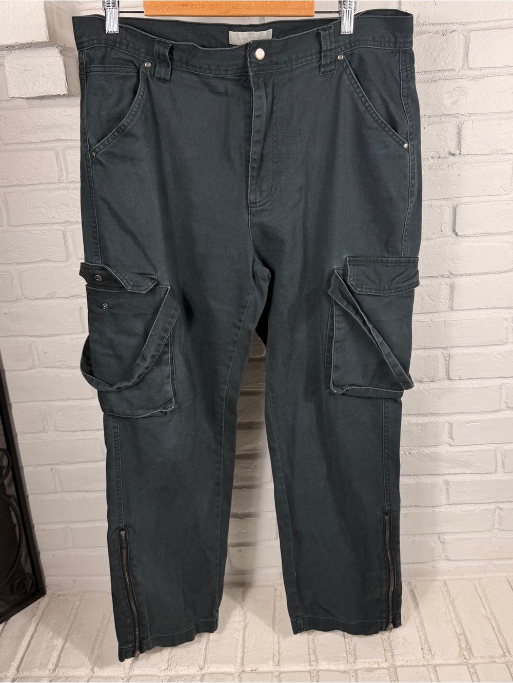 Standard Cloth Cargo Pants Black Utility Zip Hem Streetwear Mens Large‎ LG